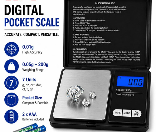 Digital pocket scales 200g - pocket,